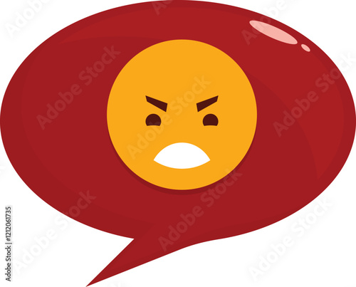 Angry emoji expressing negative emotions within a red speech bubble conveys a strong sense of displeasure and frustration