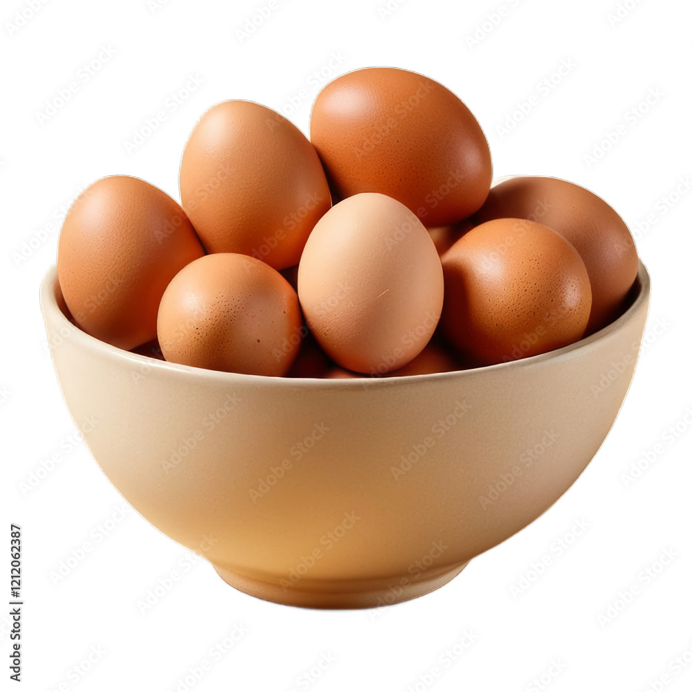 Brown eggs in a bowl, transparent background Brown eggs in a bowl, transparent background
