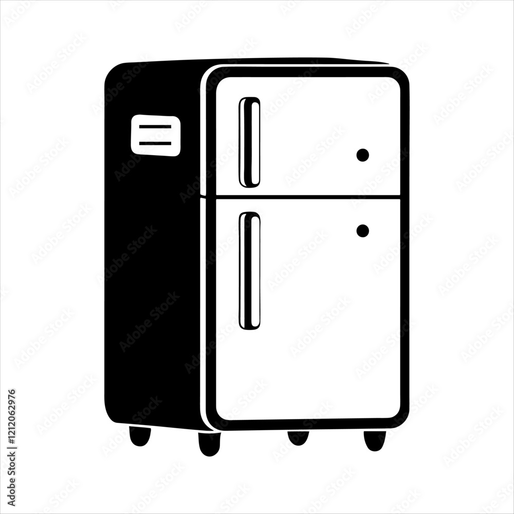 Refrigerator vector silhouette or modern line symbol. Vector line art and icon design with bold outline. Black and white Pixel Perfect minimalistic symbol isolated on white. Refrigerator vector silhouette or modern line symbol. Vector line art and icon design with bold outline. Black and white Pixel Perfect minimalistic symbol isolated on white.
