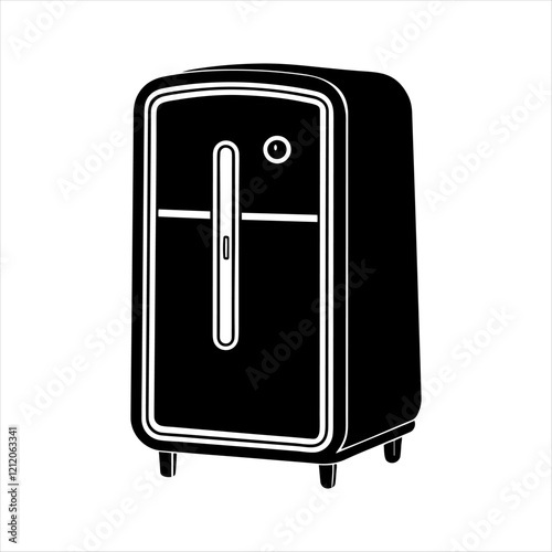 Refrigerator vector silhouette or modern line symbol. Vector line art and icon design with bold outline. Black and white Pixel Perfect minimalistic symbol isolated on white.