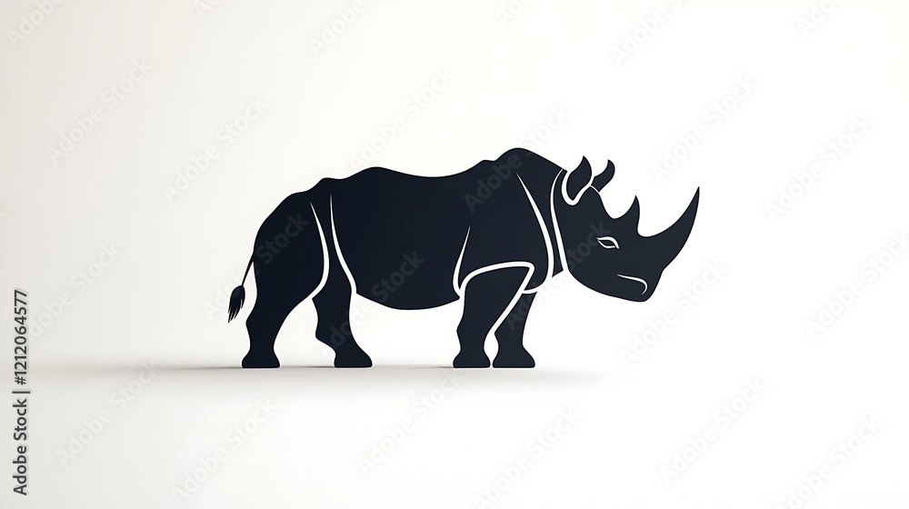 Fototapeta premium Abstract Minimalist Rhino Silhouette on White Background
