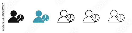 User time vector icons pack in black and blue colors