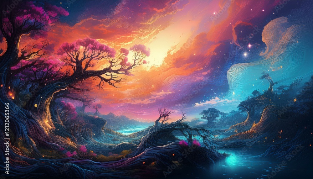 Obraz premium Celestial Serenity: The Art of Ethereal Landscapes