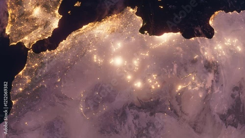 Planet Earth at Night. North Africa. View from Space Orbit. Night Globe
