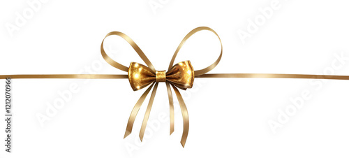 golden ribbon bow on a transparent background