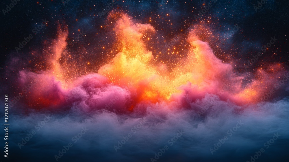 Fototapeta premium Fiery clouds with dramatic lighting