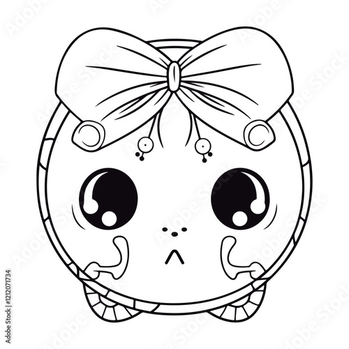 Coloring book for children baby Sand Doll kawai Black and white vector illustration.