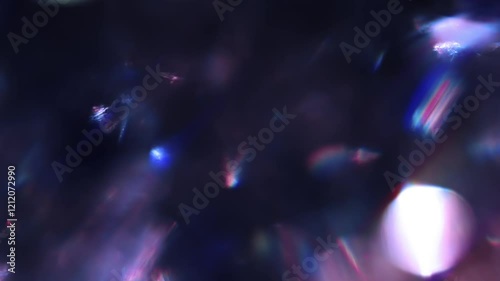 ガラスのマクロ撮影により青い玉ボケがきらめく実写のライトリーク素材