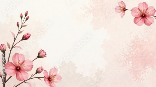 Delicate Pink Blossom Branches Frame a Soft, Pastel Background for Elegant Design