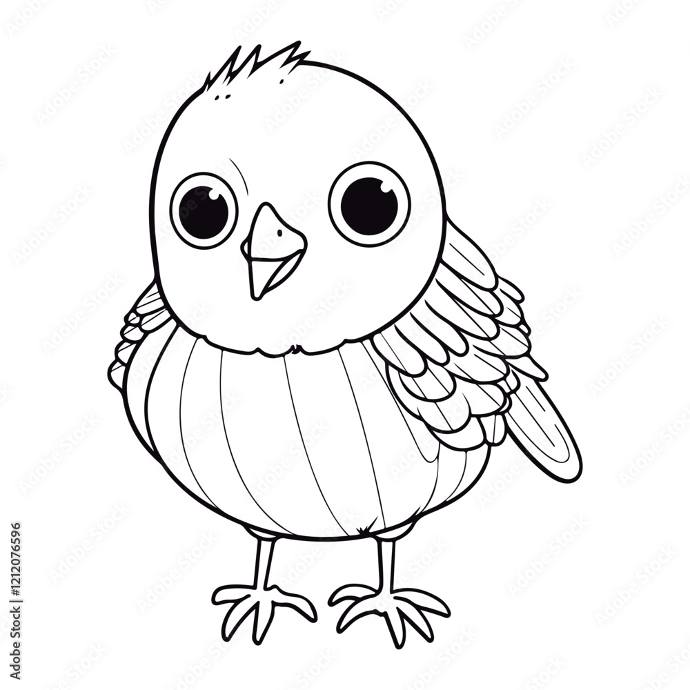 Obraz premium Coloring Page Of cartoon cute Robin Coloring Book for kids.