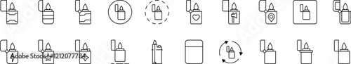 Pack of Lighter Related Line Icons. Outline Signs for Graphic and Web Design, Apps, Adverts, Various Cards