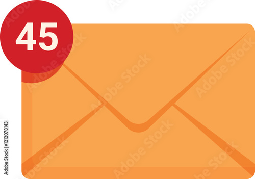 Closed envelope with notification of unread messages, concept of communication and email marketing