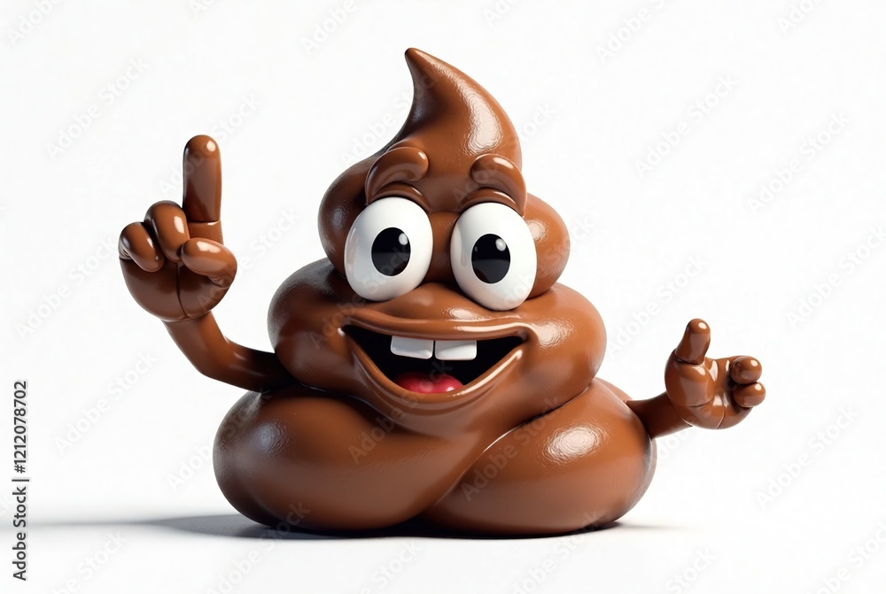 Naklejka premium Cartoon Poop Rock Star - Funny AI Art