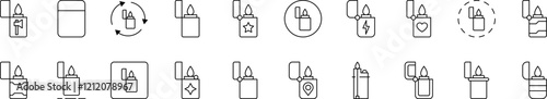 Lighter Minimalistic Outline Style Icons for Design, Cards, Apps, Social Networks