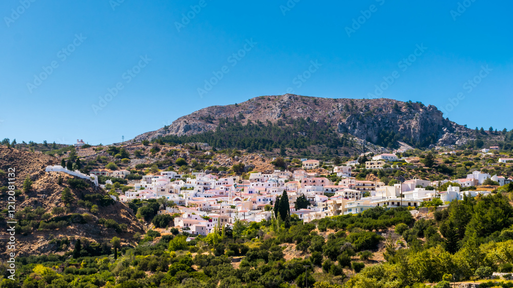 Fototapeta premium Panoramic view of Volada village in Karpathos Island, Greece