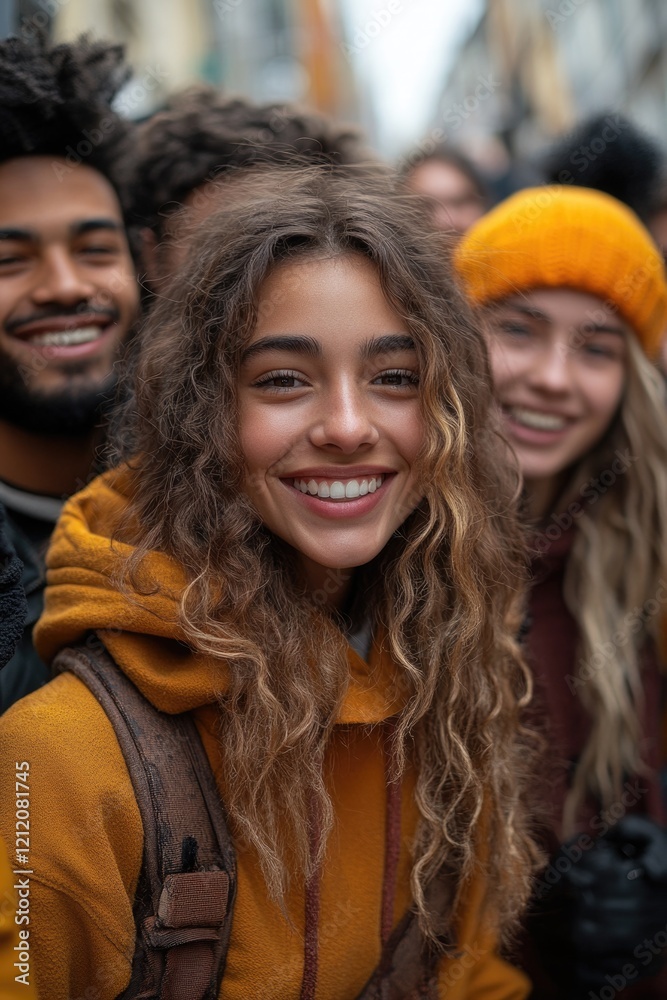 Fototapeta premium Group of young adults standing together, possibly friends or family
