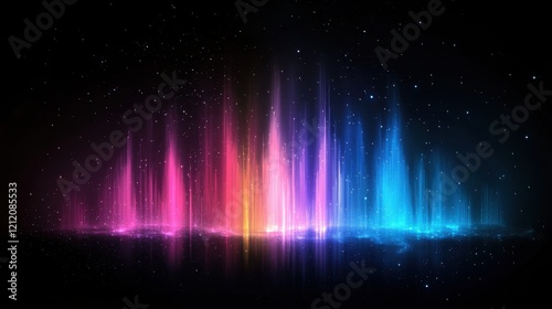 Abstract Visual Representation of Colorful Sound Waves with a Dark Cosmic Background Illustrating the Beauty of Music and Frequencies in a Digital Art Style