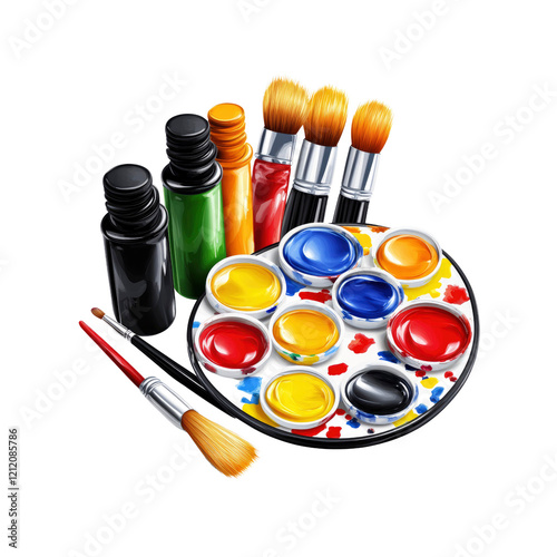 Wallpaper Mural Vibrant Artist's Palette with Paint Bottles and Brushes Torontodigital.ca