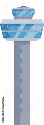 Airport control tower ensuring safe and efficient air traffic flow