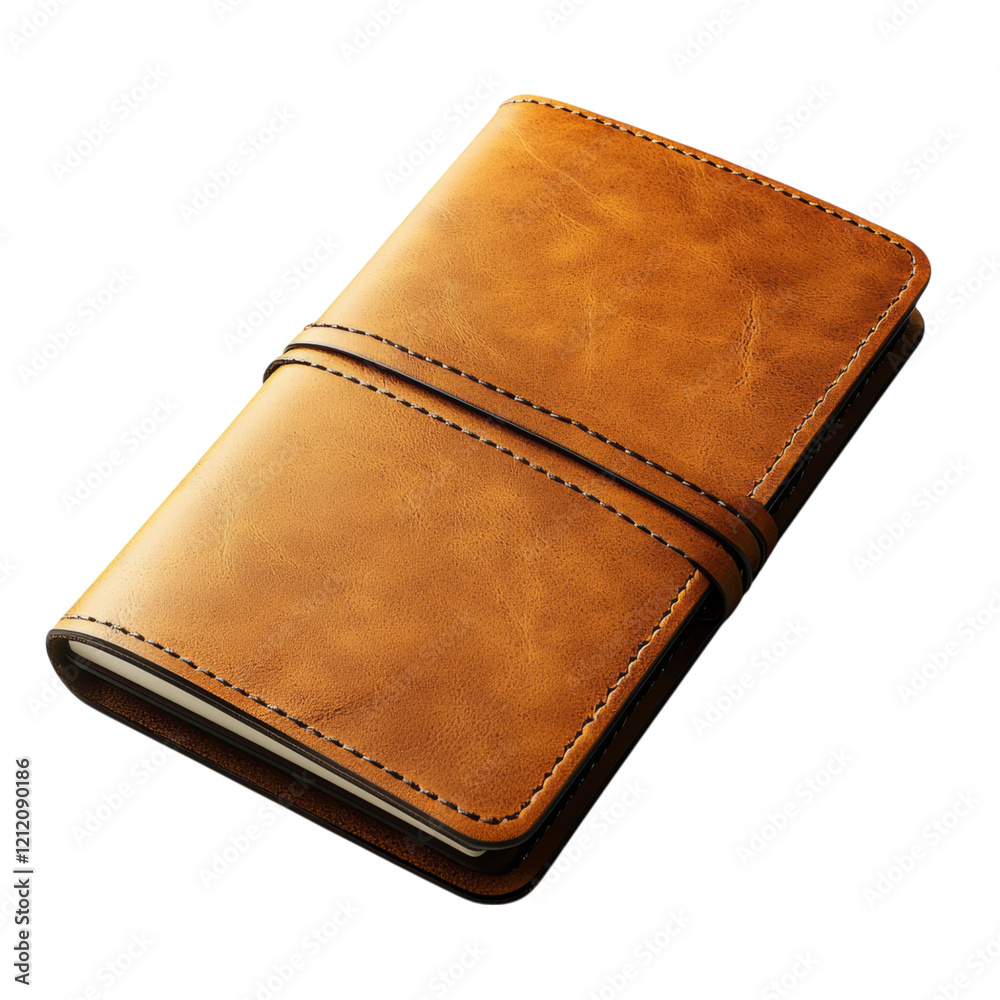 Classic Brown Leather Notebook Cover Design Isolated on transparent background Classic Brown Leather Notebook Cover Design Isolated on transparent background