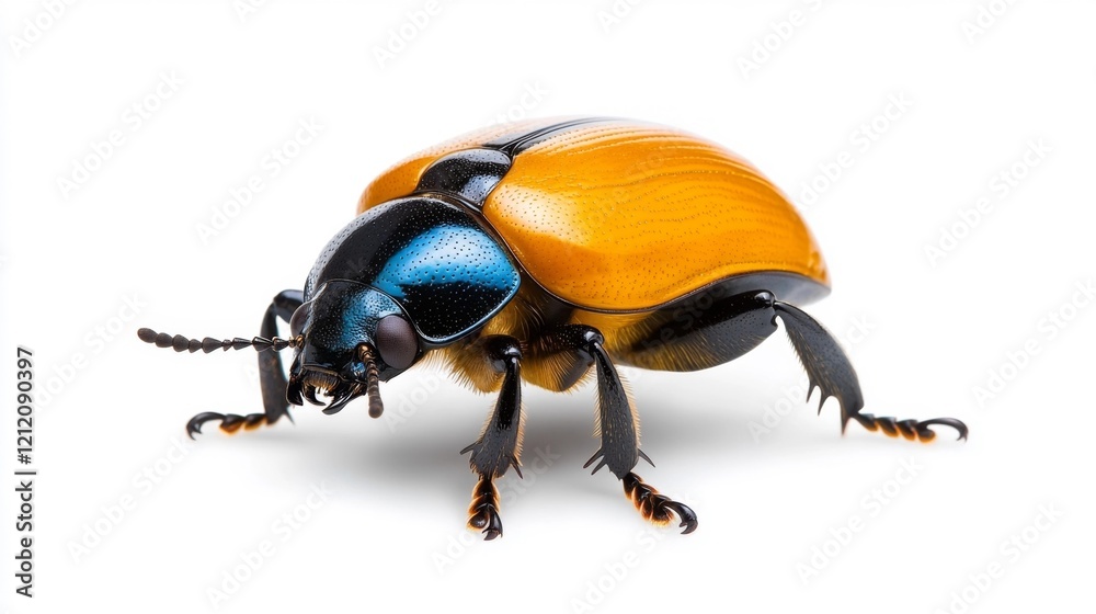 Fototapeta premium Dung Beetle Isolated on a White Backdrop. Generative AI