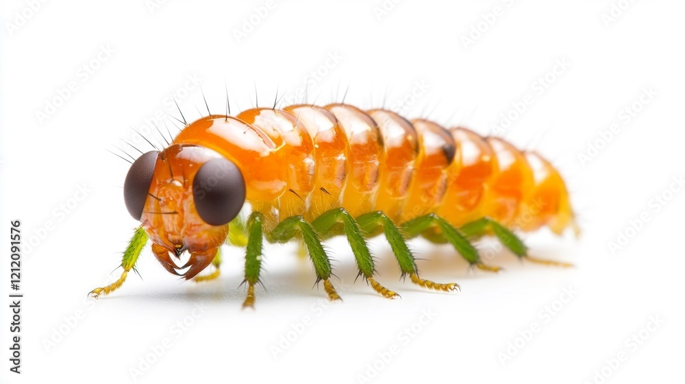 Obraz premium Crane Fly Larvae Close-Up on White. Generative AI