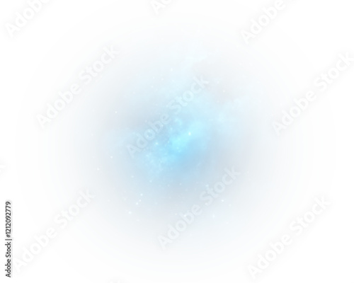 Dreamy blue fog intertwined with sparkling glitter and tiny star-like particles, creating a magical atmosphere. A touch of glowing blue vapor and celestial stardust enhances the surreal beauty	
