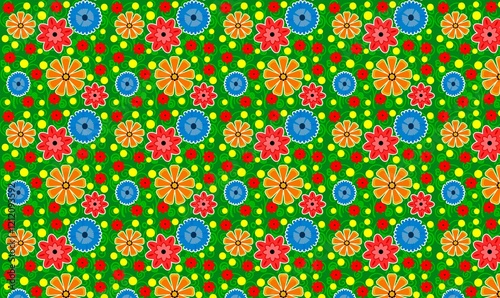Vector drawing of flowers in a clearing