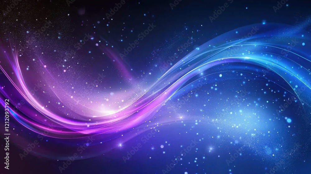 Abstract Background with Colorful Waves and Glowing Particles in Purple and Blue Shades for Use in Digital Design and Creative Projects Abstract Background with Colorful Waves and Glowing Particles in Purple and Blue Shades for Use in Digital Design and Creative Projects