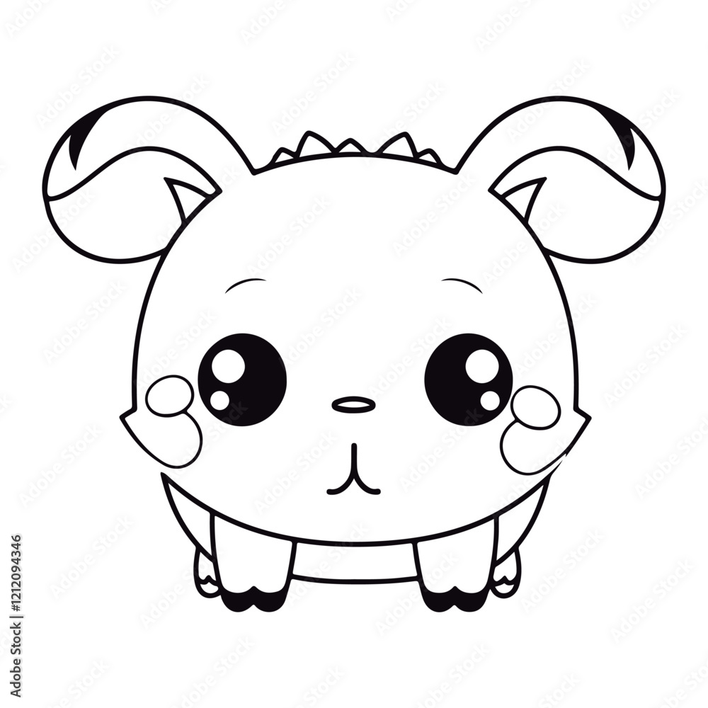 Cute cartoon baby Pig kawai Black and white vector illustration for coloring book. Cute cartoon baby Pig kawai Black and white vector illustration for coloring book.