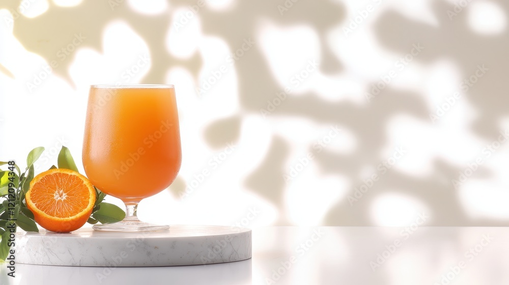 Fototapeta premium Refreshing Orange Juice with Fresh Orange Slice