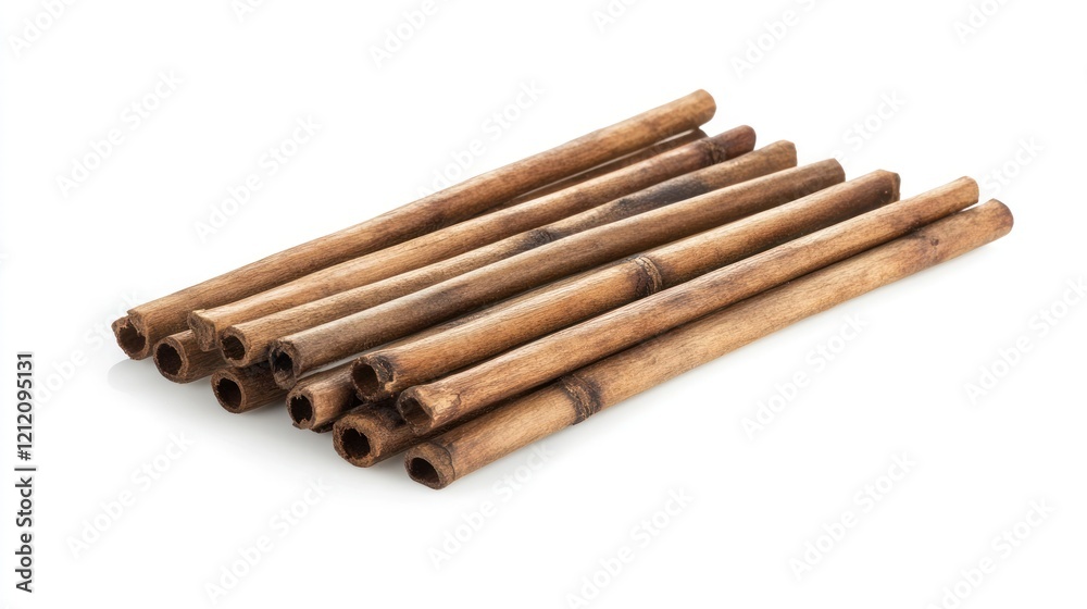 Stack of natural brown bamboo straws isolated on white background. Stack of natural brown bamboo straws isolated on white background.