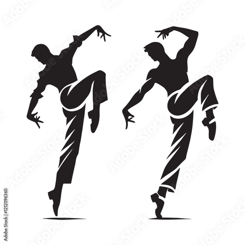 Premium set of dancing man silhouette digital art for impactful visuals - man dance vector set - man dancing illustrations set
