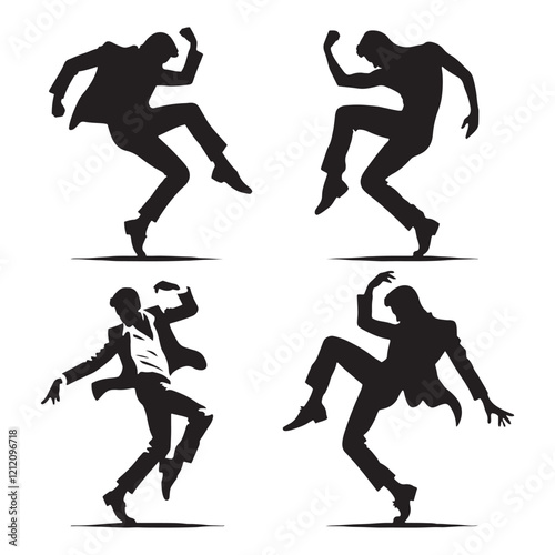 Elegant set of dancing man silhouette digital art for sophisticated designs - man dance vector set - man dancing illustrations set
