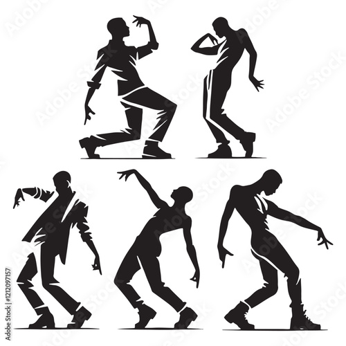 Comprehensive set of dancing man silhouette digital art for versatile use - man dance vector set - man dancing illustrations set
