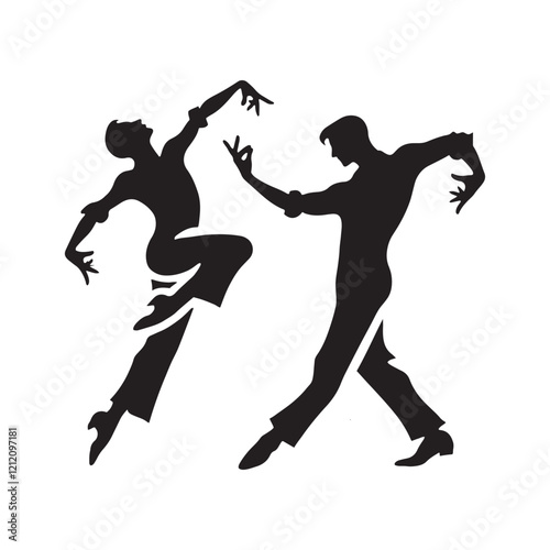 Artistic set of dancing man silhouette digital art for creative inspiration - man dance vector set - man dancing illustrations set
