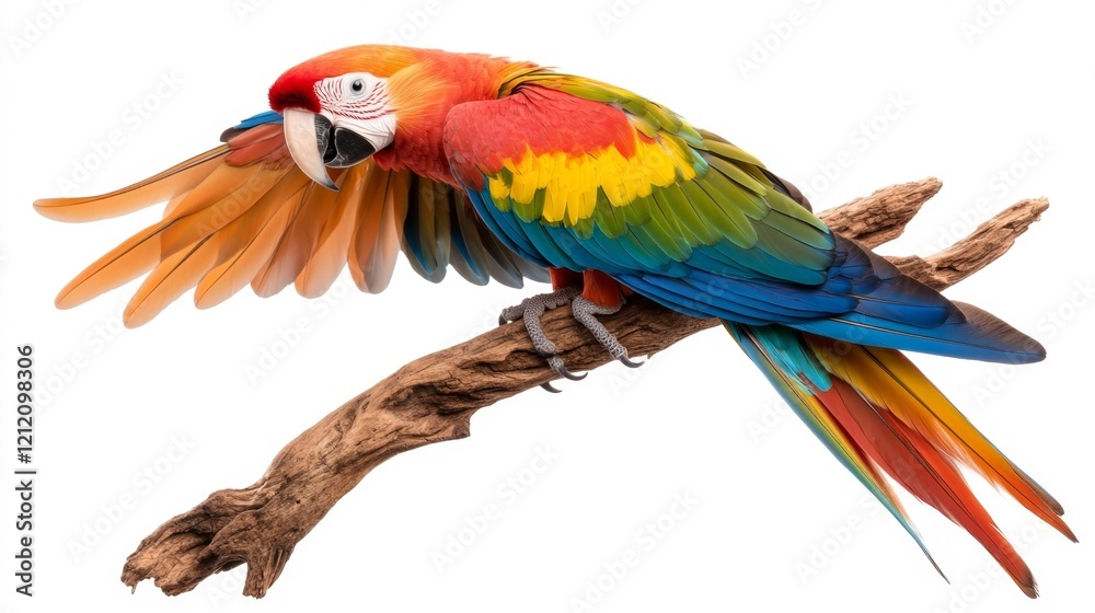 Obraz premium Colorful Portrait of a Green-Winged Macaw. Generative AI