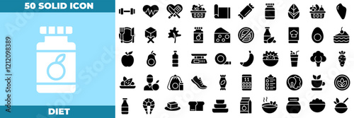 Diet Solid Editable Icons set