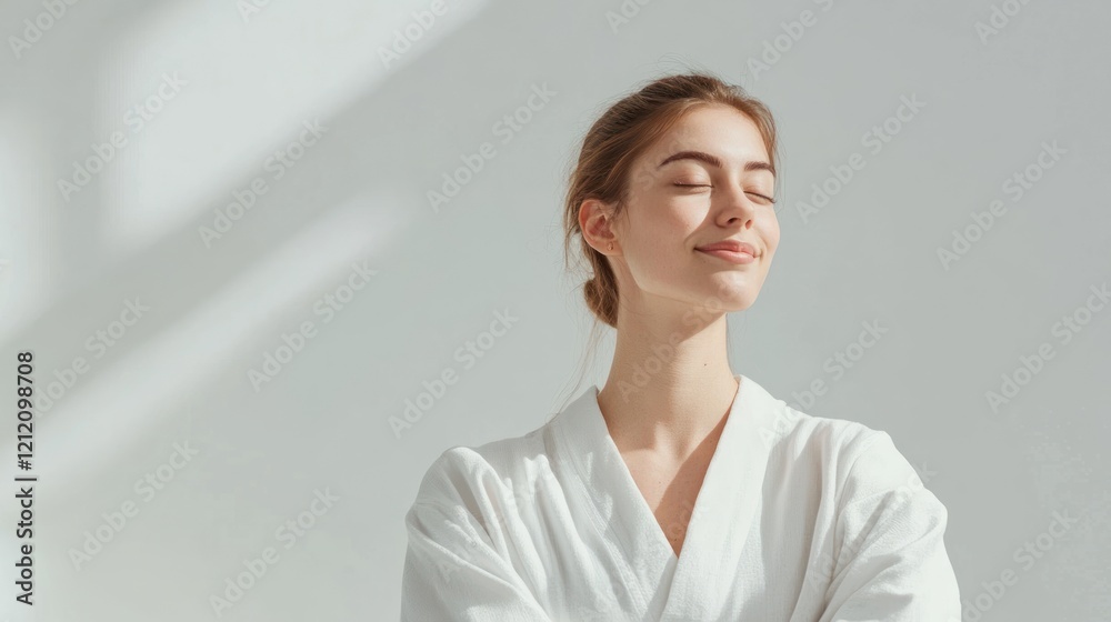 Beautiful girl captured mid-massage in a minimalist and soothing spa setting, on solid white background, single object Beautiful girl captured mid-massage in a minimalist and soothing spa setting, on solid white background, single object
