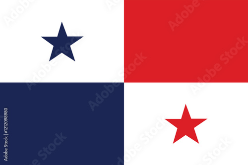 Flag of Panama - country linking Central and South America. Vector illustration.