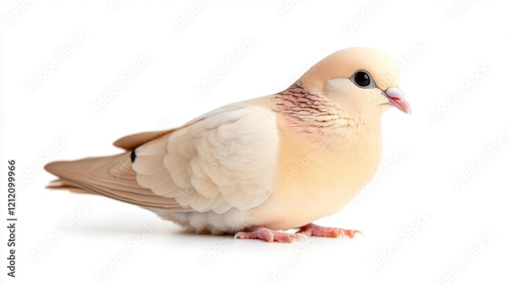 Fototapeta premium Serene Collared Dove on White Background. Generative AI