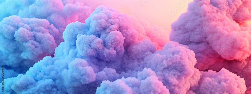 Fototapeta premium Dreamy Sunset Sky with Colorful Fantasy Clouds in Pink and Blue Hues, Radiating Warmth and Serenity. Ethereal Scene Perfect for Imagination, Tranquility, and Nature's Beauty Concepts.