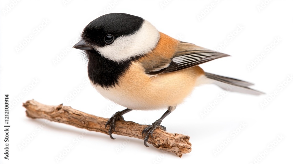 Fototapeta premium Charming Black-capped Chickadee on a Branch. Generative AI
