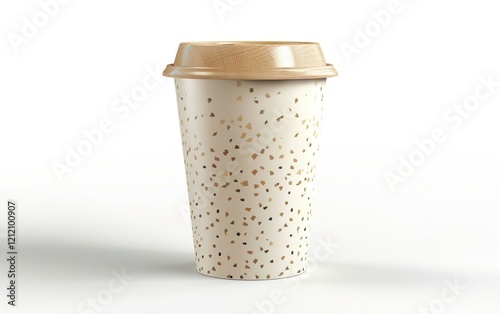 Biodegradable cup mockup isolated on white background. Compostable, eco friendly materials concept, conscious, sustainable, organic, natural, green, renewable, environmentally safe, decomposable