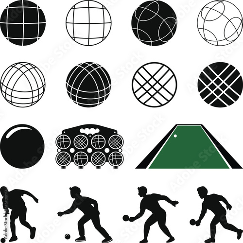 Set of Bocce Ball Logos and Icons, Bocce Ball Icons, Bocce Ball Game Set design vector flat modern isolated illustration
