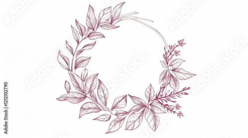 Wallpaper Mural Elegant Wreath Doodles Leaves Vector Gradient Circle Sketch Torontodigital.ca
