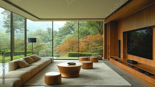 Modern Living Room with Panoramic Mountain View