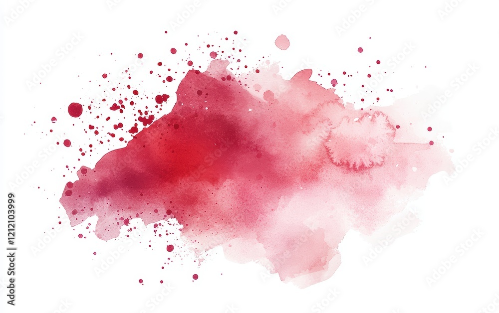 Abstract watercolor splash in shades of crimson and rose, accented with delicate sparkles Abstract watercolor splash in shades of crimson and rose, accented with delicate sparkles