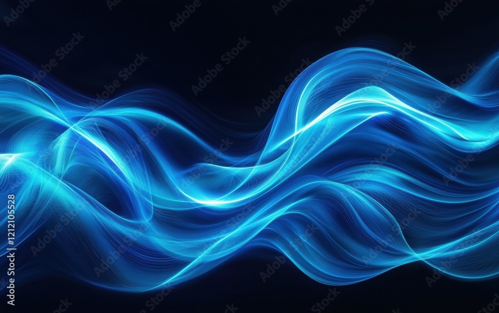 Obraz premium Bold electric blue and cyan swirling waves resembling fluid motion in high contrast