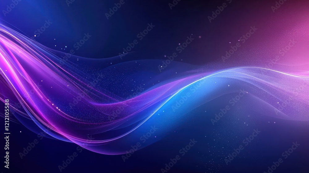 Obraz premium Abstract wave of colorful light patterns flowing in a smooth gradient showcasing shades of purple, pink, and blue against a dark background for creative design inspirations